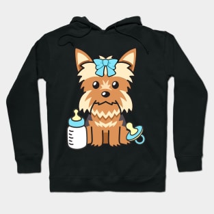 Cute baby yorkshire terrier getting its milk and pacifier Hoodie